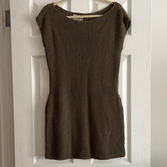 Deja Vu Green Knit Sweater Mini Dress - Picture 2 of 7